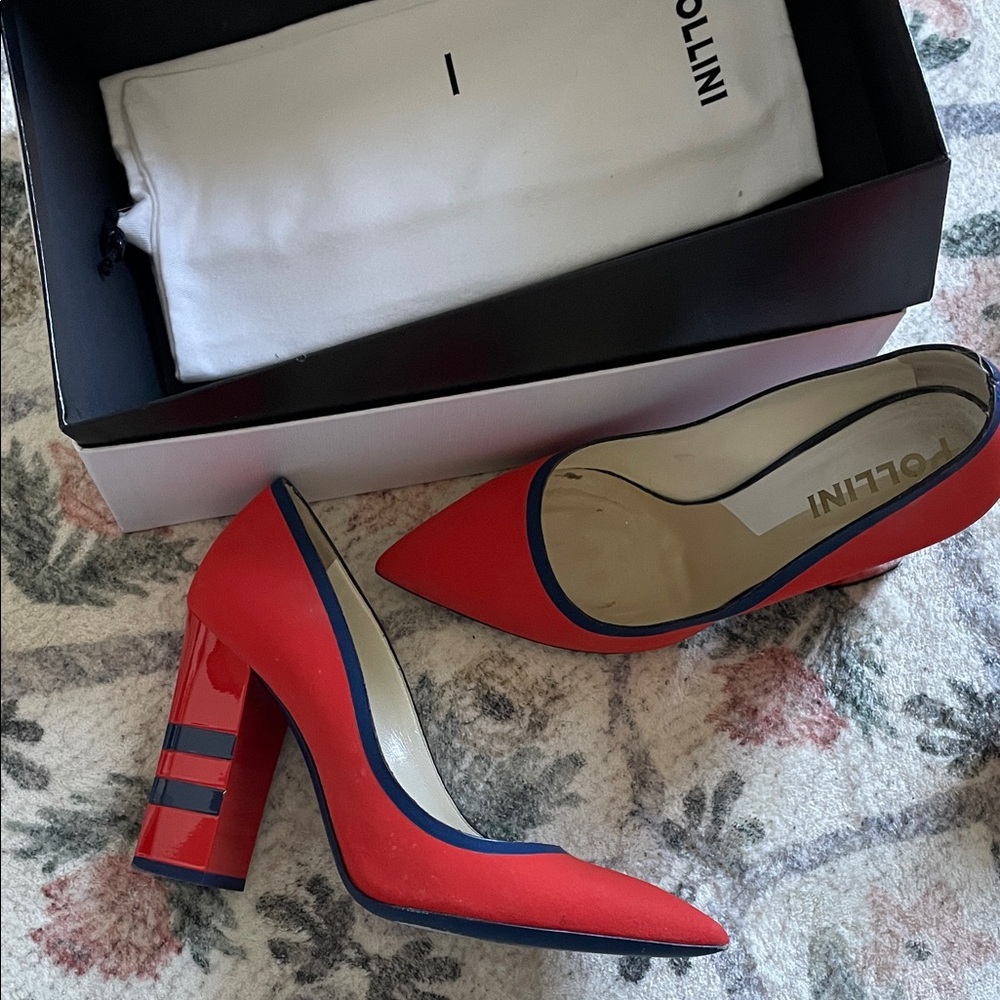 Pollini Red and Navy Women's Heels